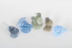 Paul Hoff, Kosta Boda. Set of five art glass bird figurines for WMF. 1980s