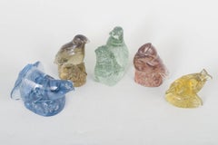 Paul Hoff, Kosta Boda. Set of five art glass bird figurines for WMF. 1980s