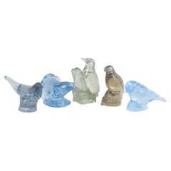 Paul Hoff, Kosta Boda. Set of five art glass bird figurines for WMF. 1980s