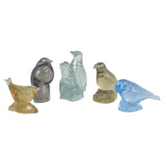 Paul Hoff, Kosta Boda. Set of five art glass bird figurines for WMF. 1980s