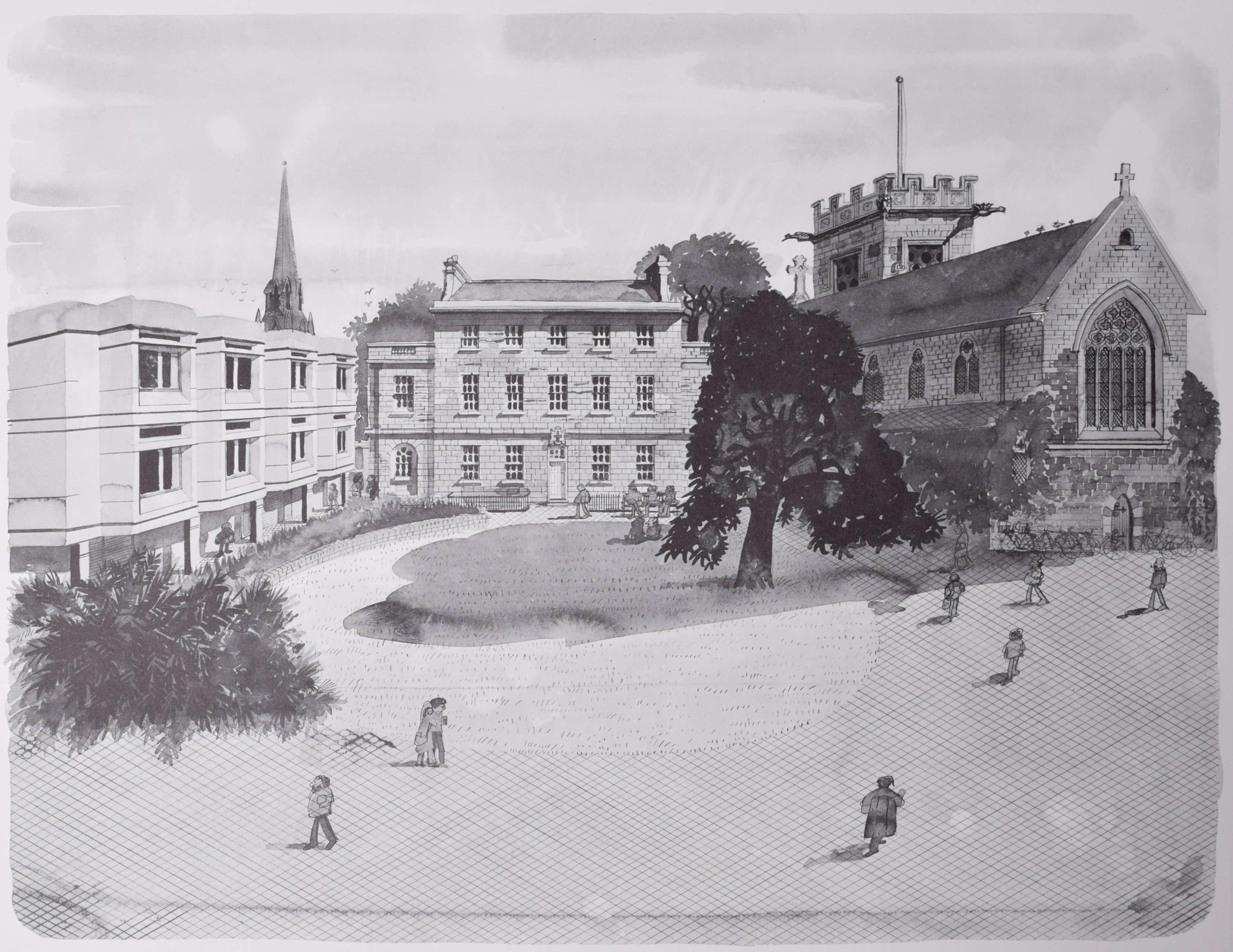 St Peter's College, Oxford lithograph by Paul Hogarth For Sale 2
