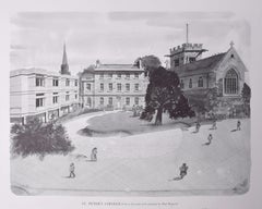 Lithographie du St Peter's College d'Oxford par Paul Hogarth
