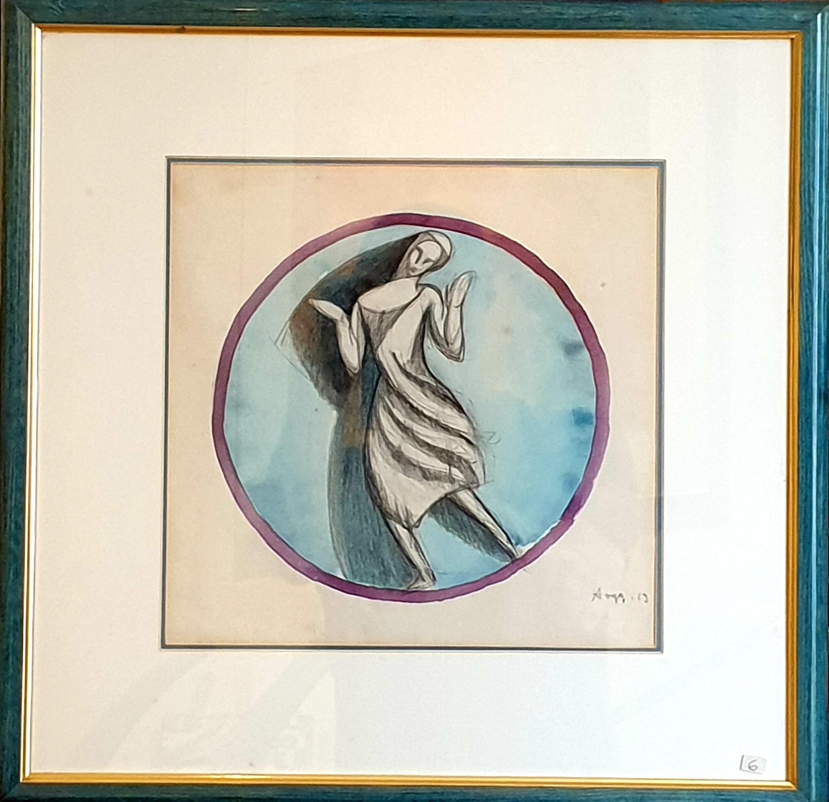 Acquerello Art Nouveau su carta, Una figura classica. - Painting di Paul Hogg