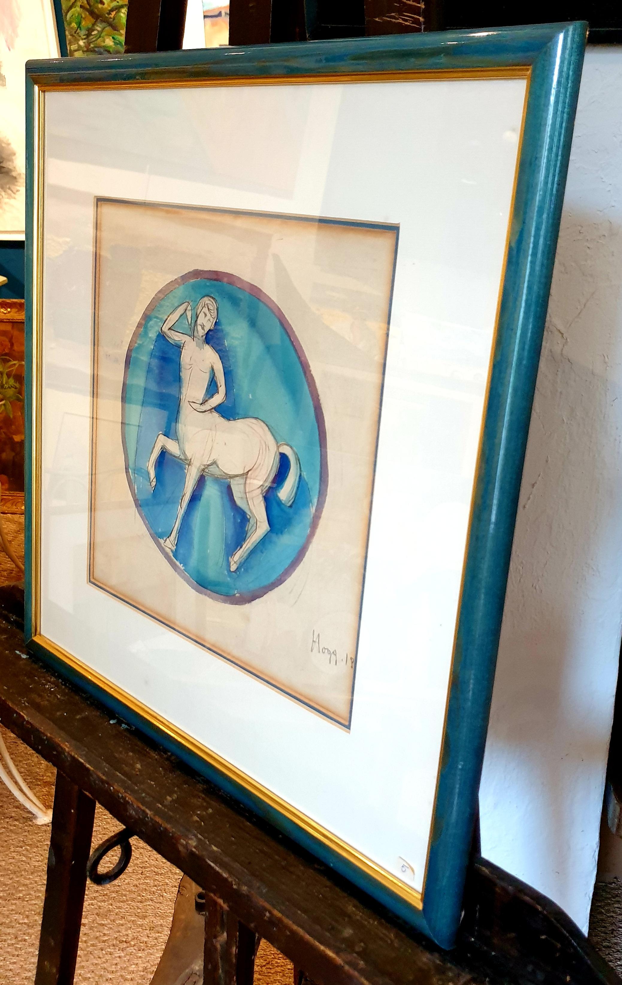 Art Nouveau Watercolour on Paper. Classical Centaur. Classical figure. For Sale 6