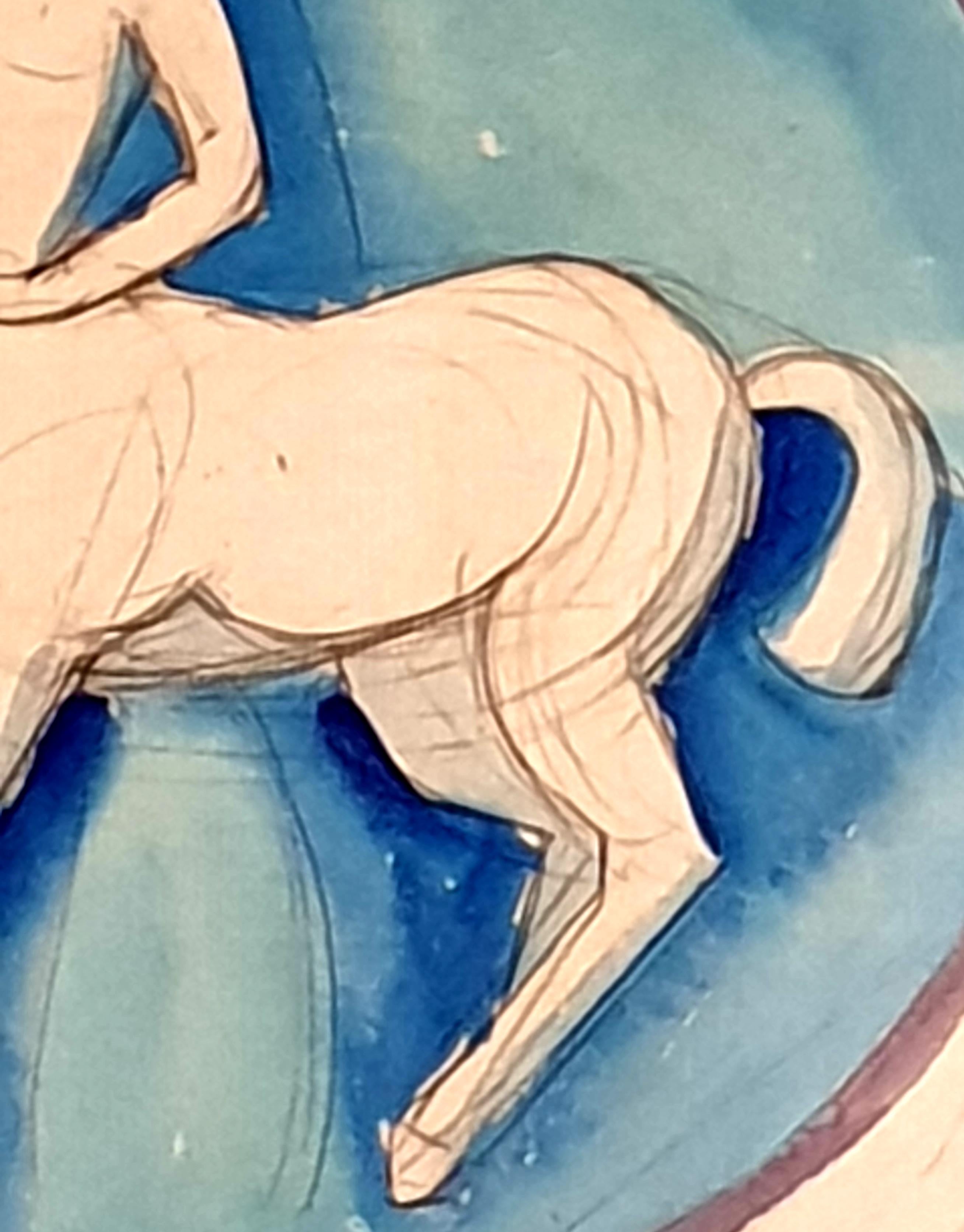 Art Nouveau Watercolour on Paper. Classical Centaur. Classical figure. For Sale 3