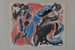 Paul Holsby, Bergets röda, Color Lithograph, 1963, Framed