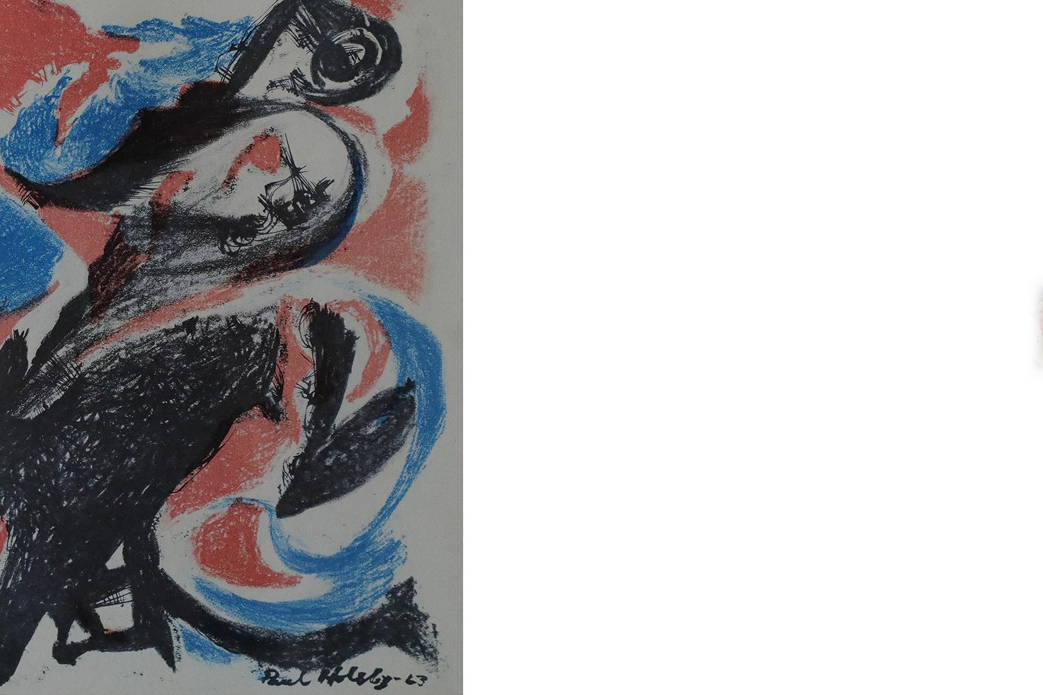Paul Holsby, Bergets röda, Farblithographie, 1963, gerahmt im Zustand „Gut“ im Angebot in Warszawa, Mazowieckie