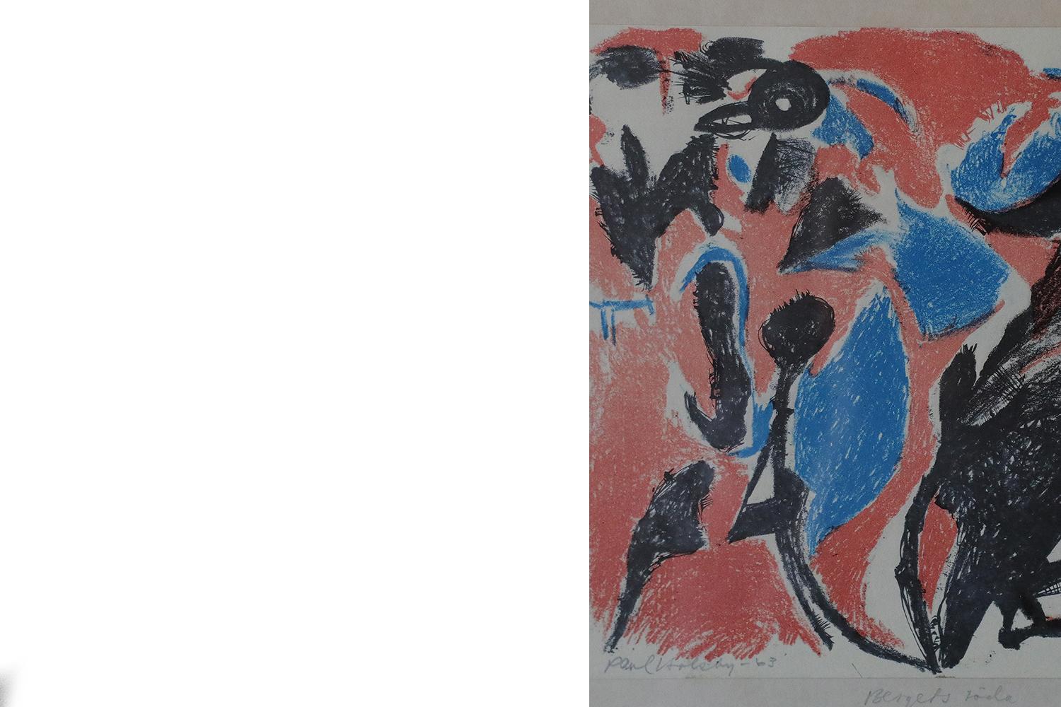 Paul Holsby, Bergets röda, Farblithographie, 1963, gerahmt (Mitte des 20. Jahrhunderts) im Angebot