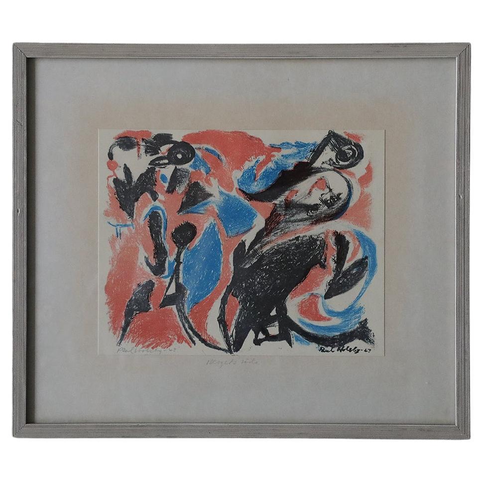 Paul Holsby, Bergets röda, Color Lithograph, 1963, Framed
