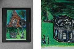 Paul Holsby, Casa della scienza, 1978, litografia a colori, incorniciata