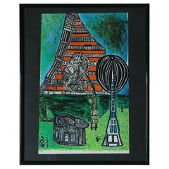 Paul Holsby, House of Science, 1978, Color Lithograph, Framed