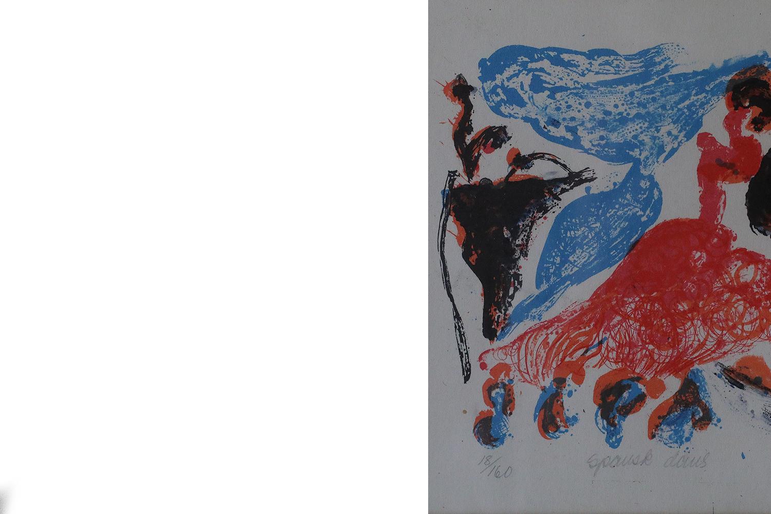 Paul Holsby, Spansk dans, Farblithographie, 1967, gerahmt im Zustand „Gut“ im Angebot in Warszawa, Mazowieckie