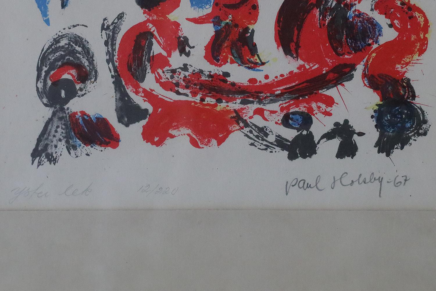 Scandinavian Modern Paul Holsby, Yster lek, Color Lithograph, 1967, Framed For Sale