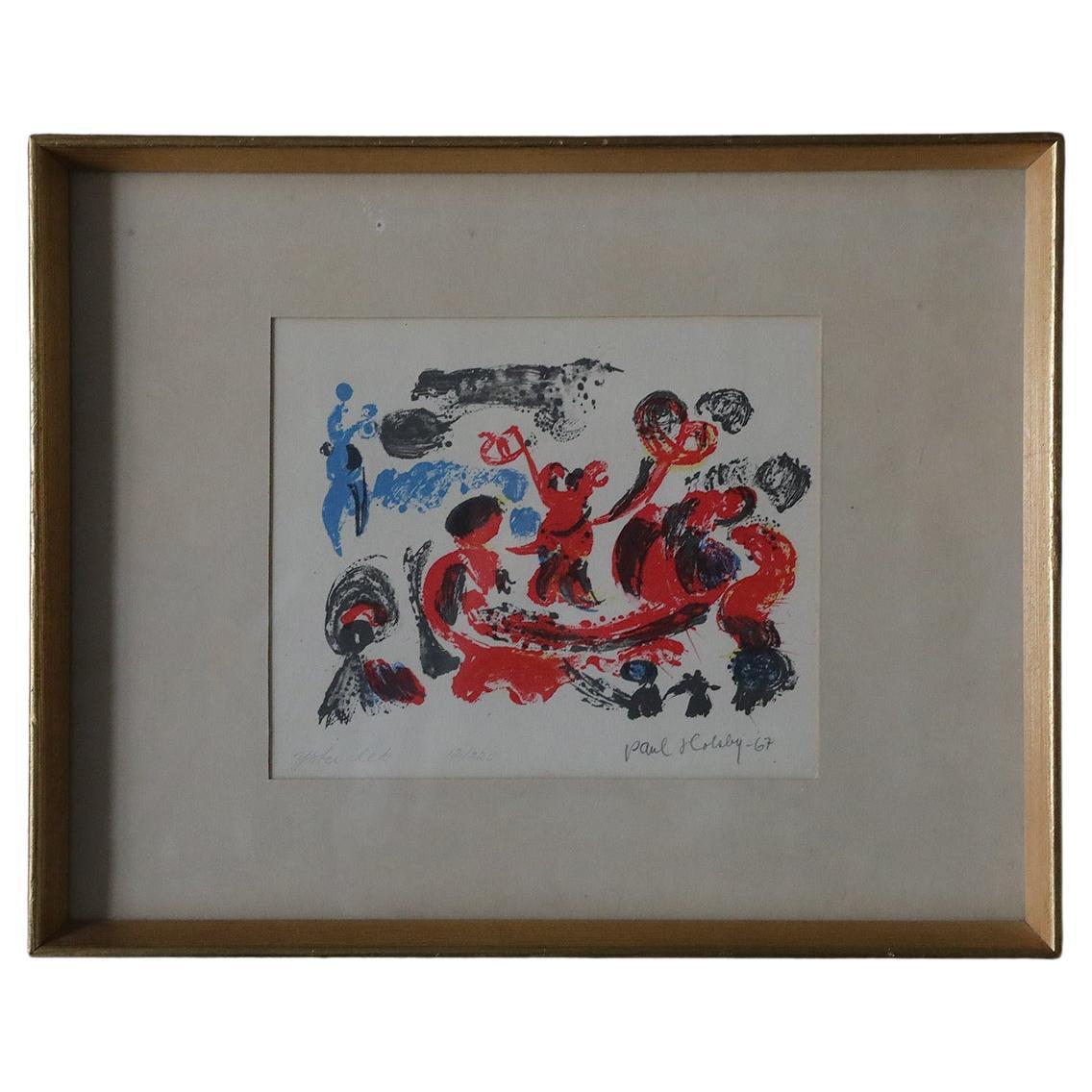 Paul Holsby, Yster lek, Color Lithograph, 1967, Framed