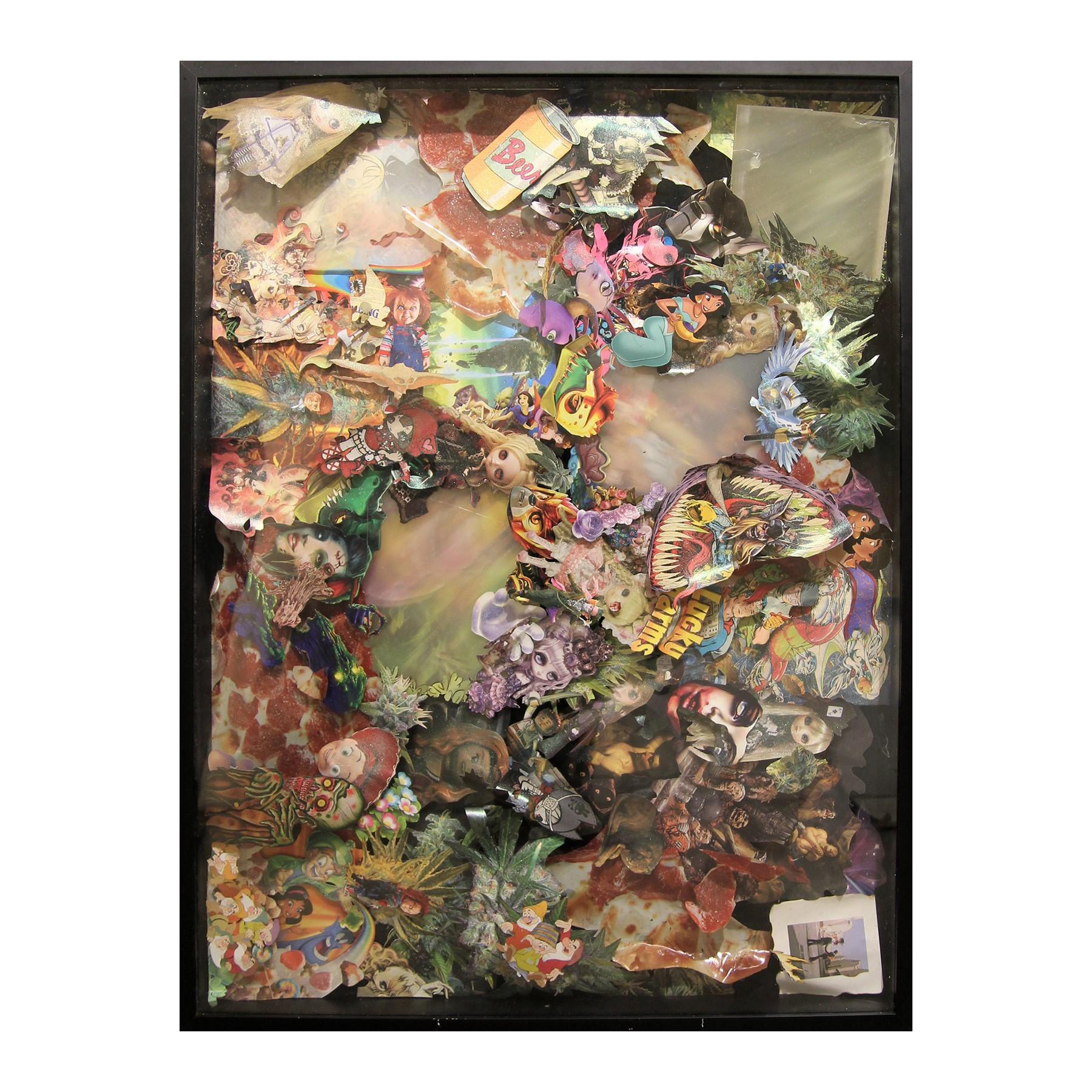 "Ancient Aliens II" Colorful Three Dimensional Mixed Media Assemblage Collage - Mixed Media Art by Paul Horn