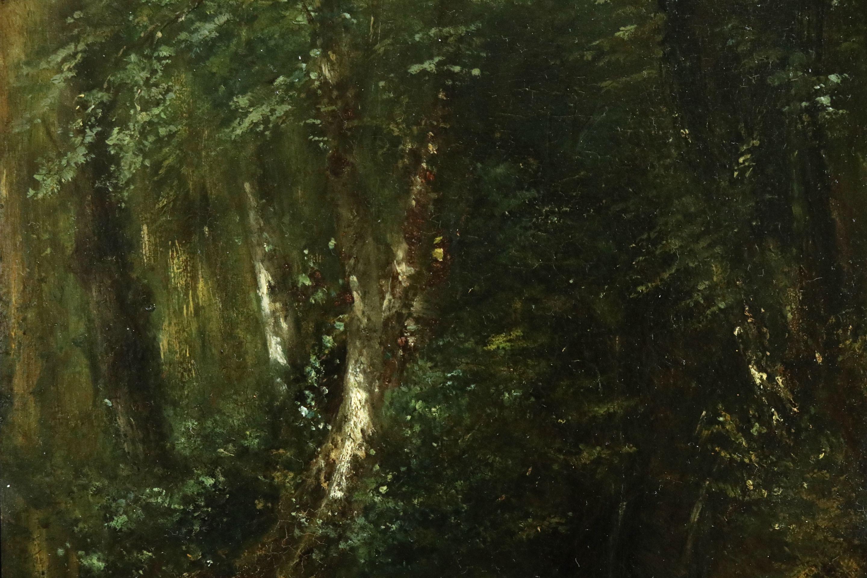 La Nymphe des Bois- 19th Century Oil, Nude Figure in Forest Landscape by P Huet  - Painting by Paul Huet