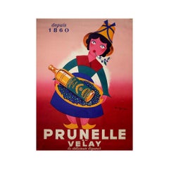 Cartel publicitario de los años 50 para el licor Prunelle du Velay, de Paul Igert