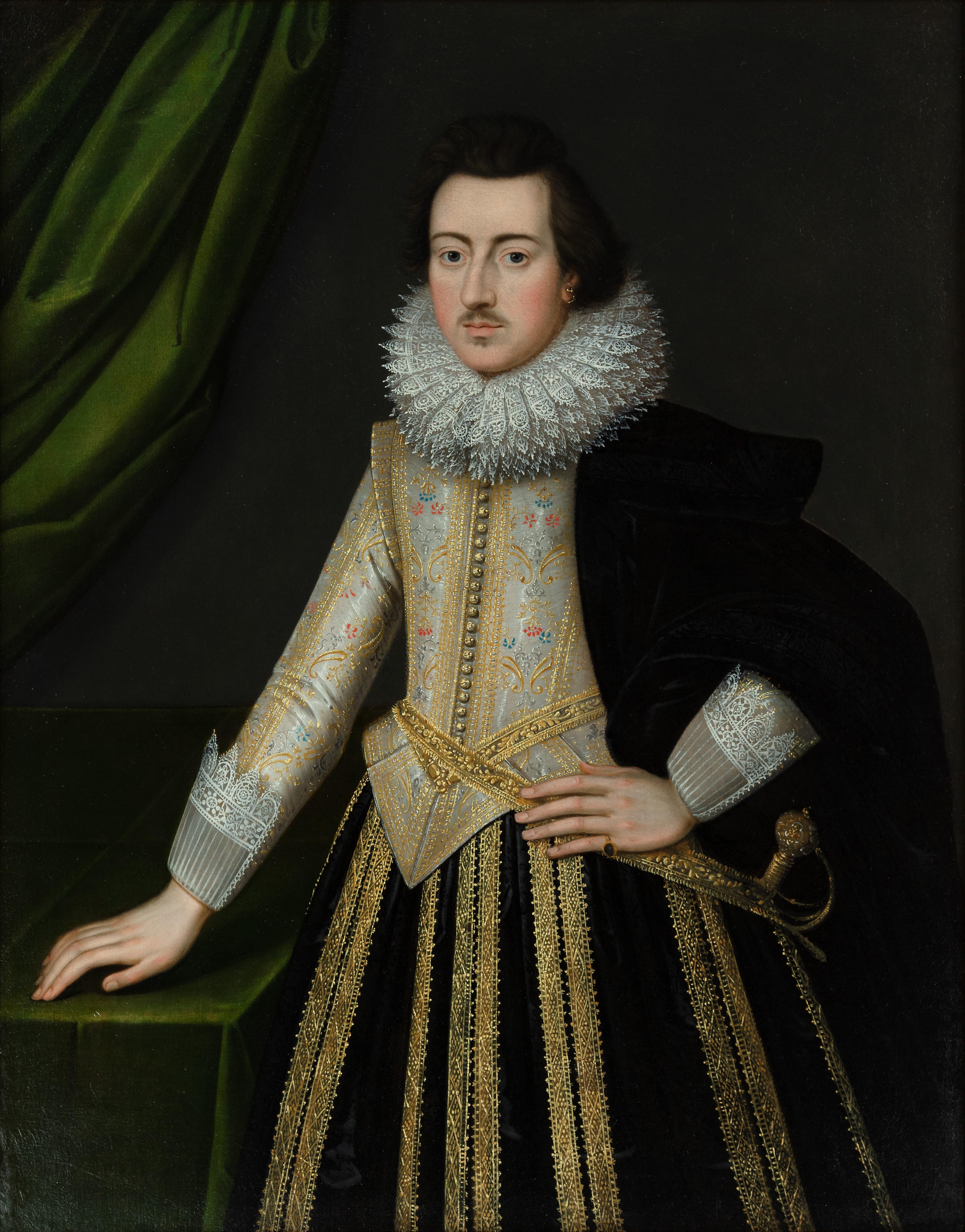 Portrait of a gentleman, traditionally identified as Thomas Carey  - Painting by Paul II van Somer