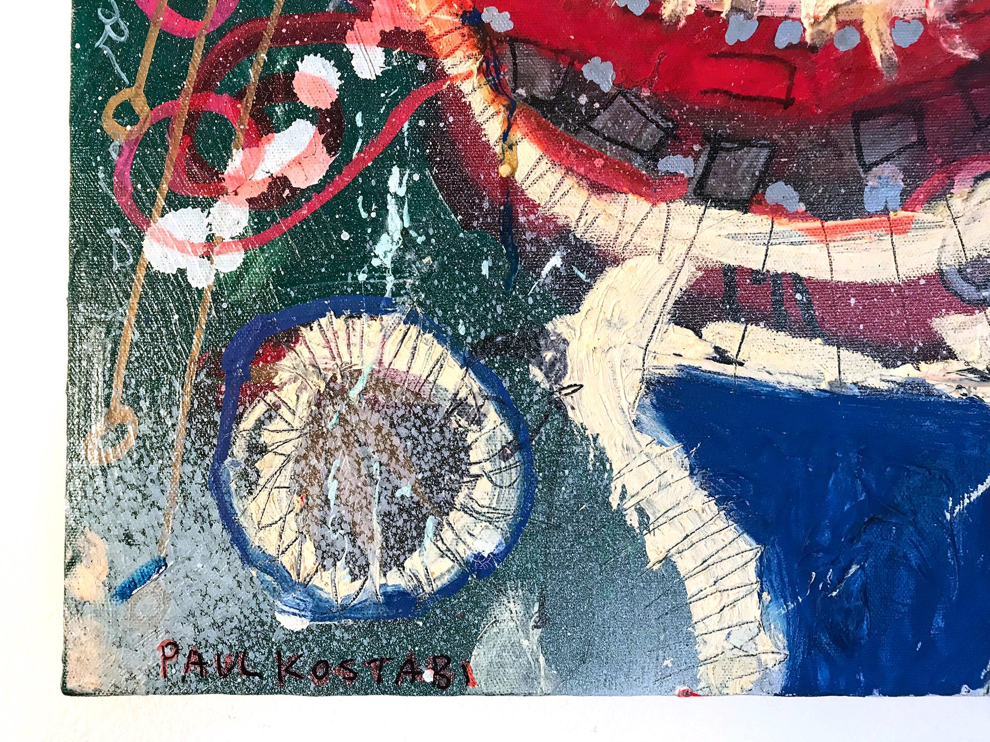 « Weeds », peinture sur toile expressionniste abstraite colorée en techniques mixtes en vente 8