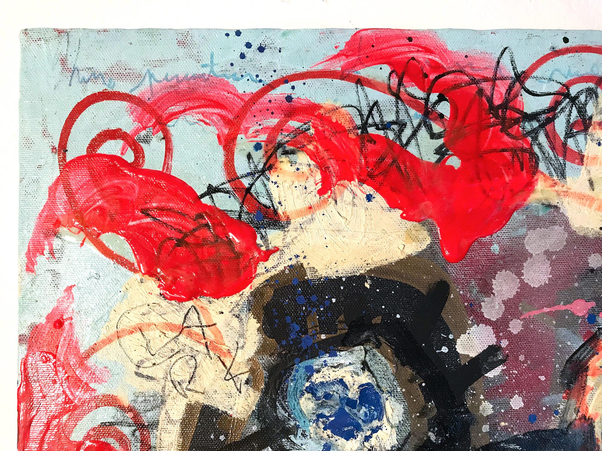 « Weeds », peinture sur toile expressionniste abstraite colorée en techniques mixtes en vente 2