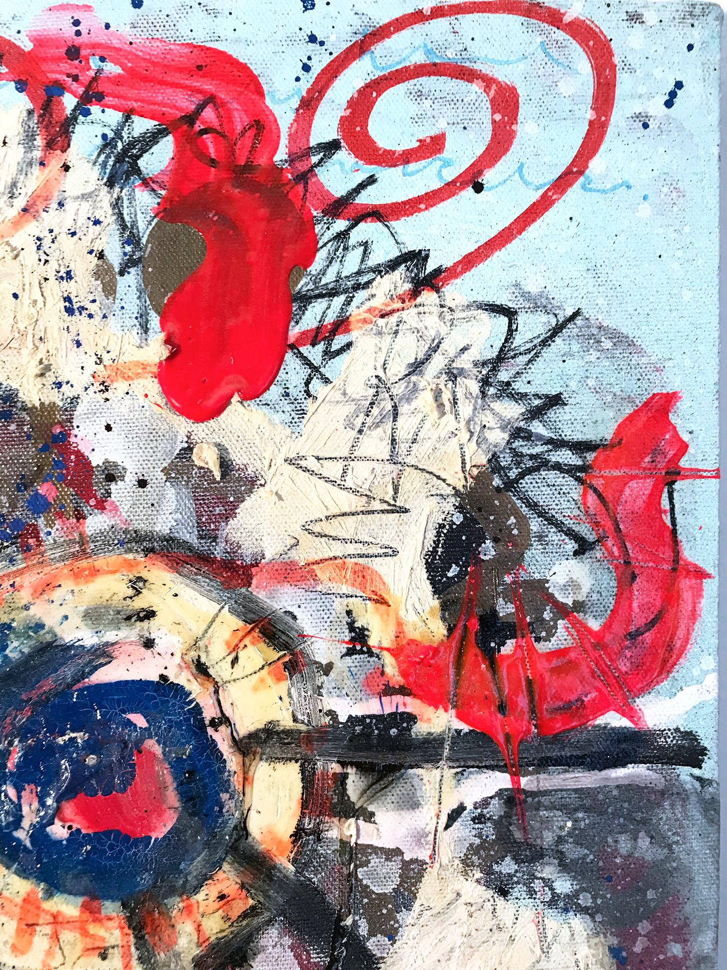 « Weeds », peinture sur toile expressionniste abstraite colorée en techniques mixtes en vente 6
