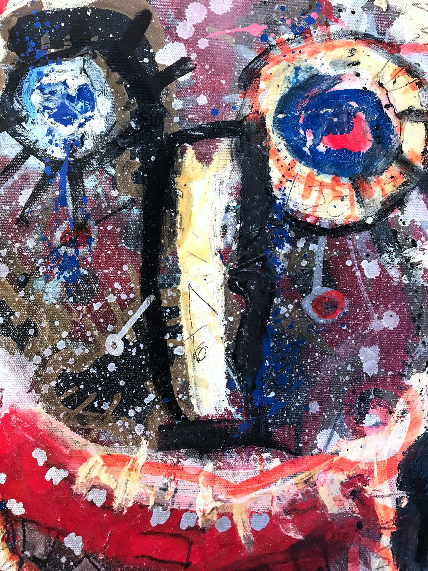 « Weeds », peinture sur toile expressionniste abstraite colorée en techniques mixtes en vente 7