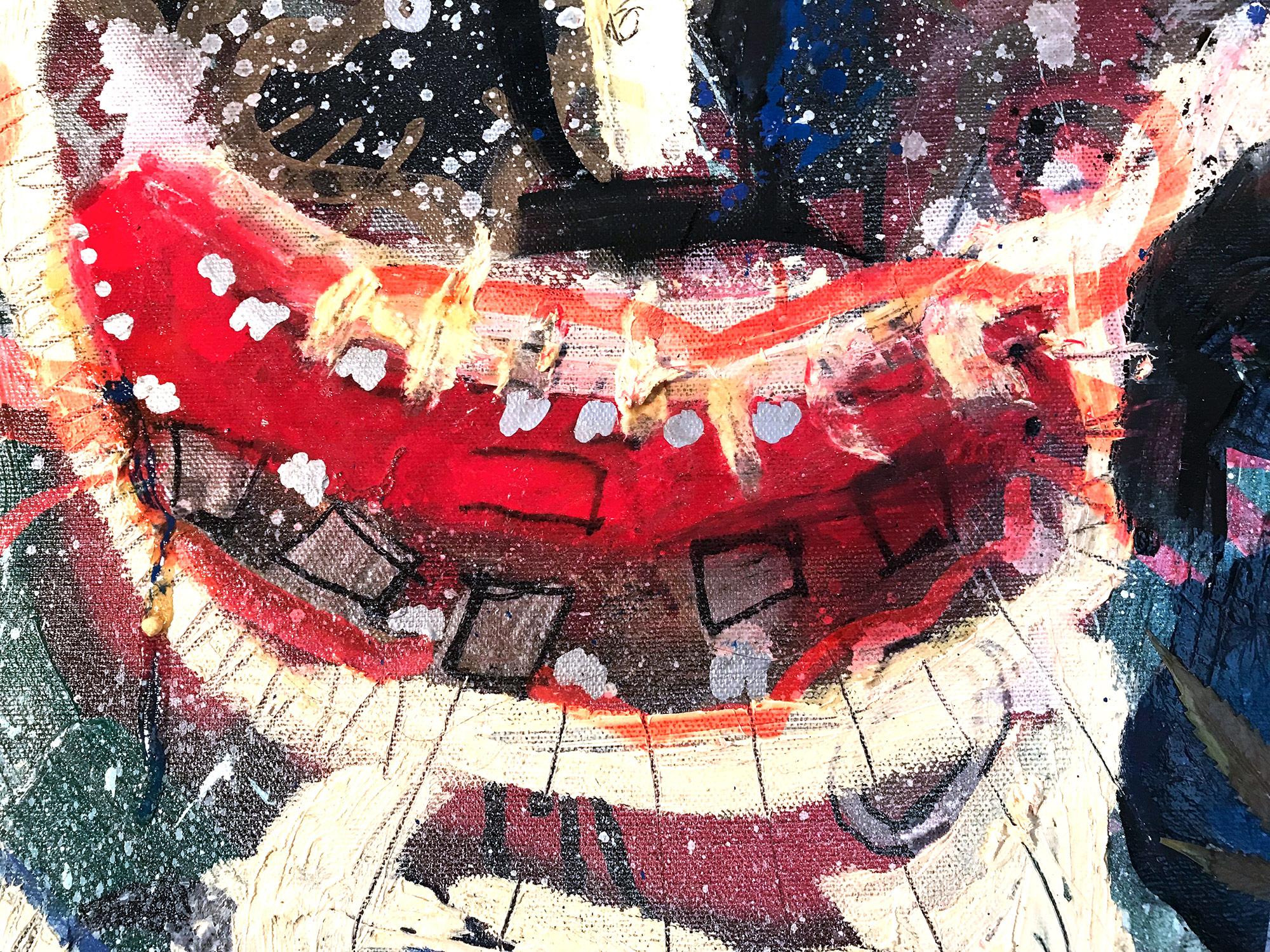 « Weeds », peinture sur toile expressionniste abstraite colorée en techniques mixtes en vente 4