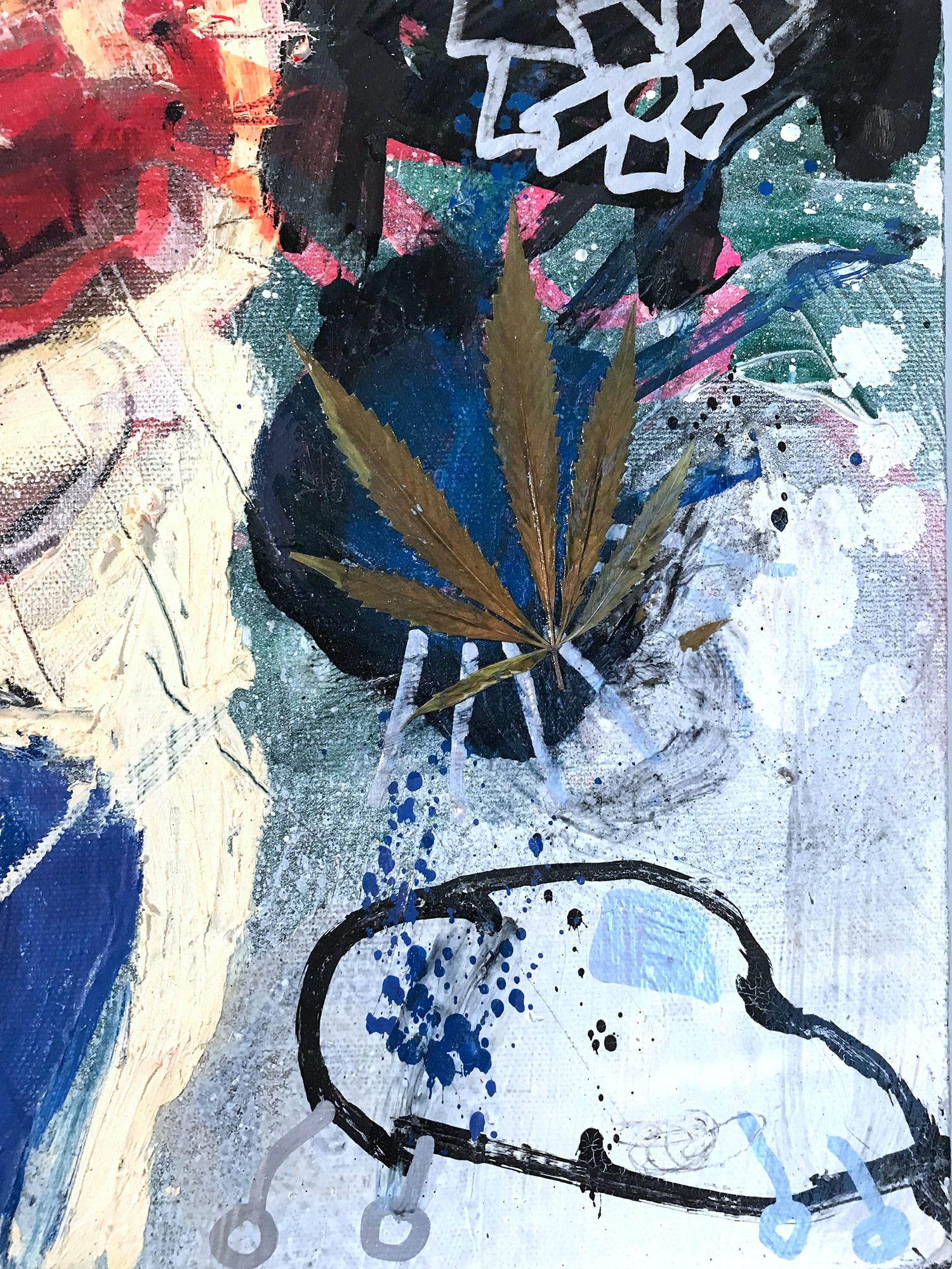 « Weeds », peinture sur toile expressionniste abstraite colorée en techniques mixtes en vente 3