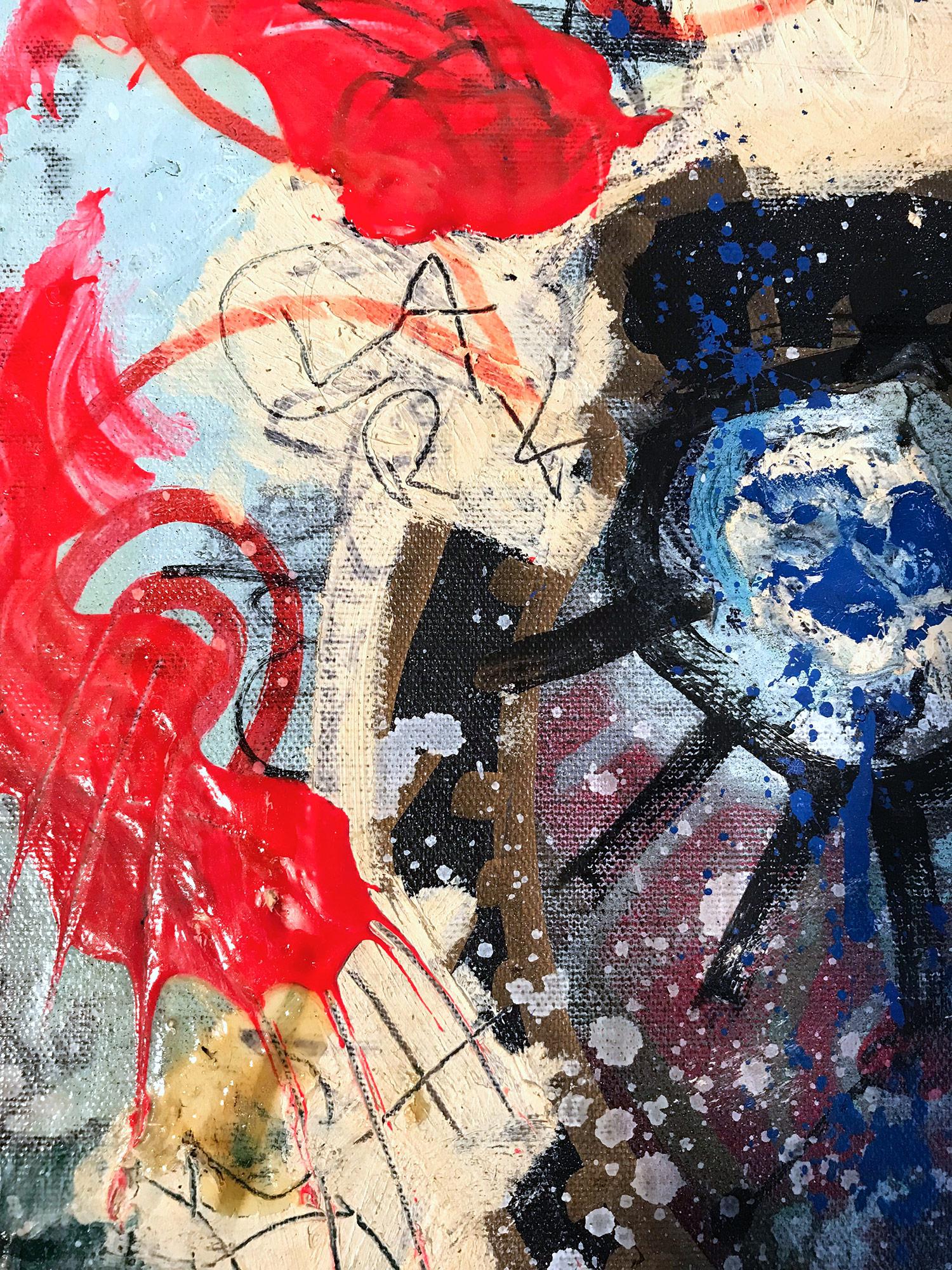 « Weeds », peinture sur toile expressionniste abstraite colorée en techniques mixtes en vente 5