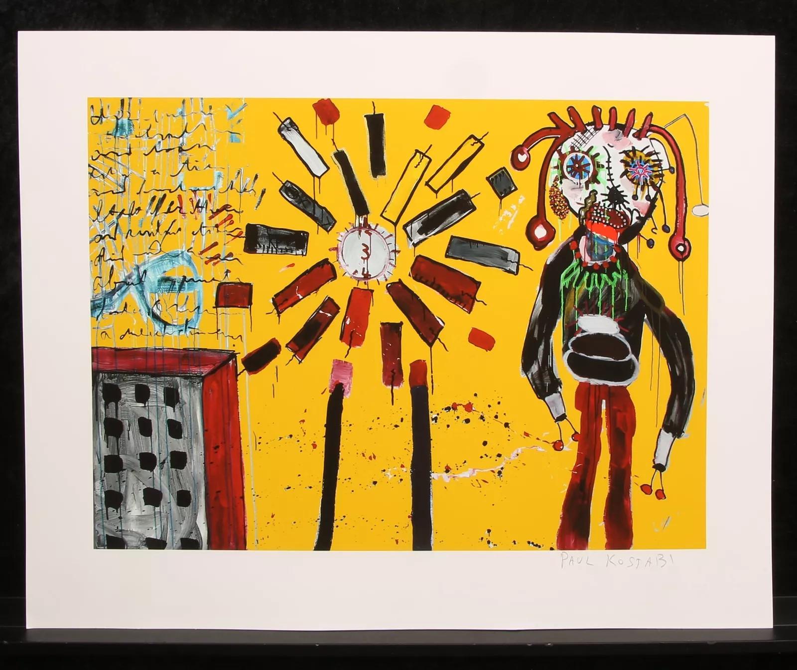 D.R.E.I. - Orange Figurative Print by Paul Indrek Kostabi