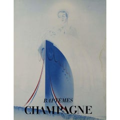 Affiche originale de 1932 de Paul Iribe Baptêmes Champagne