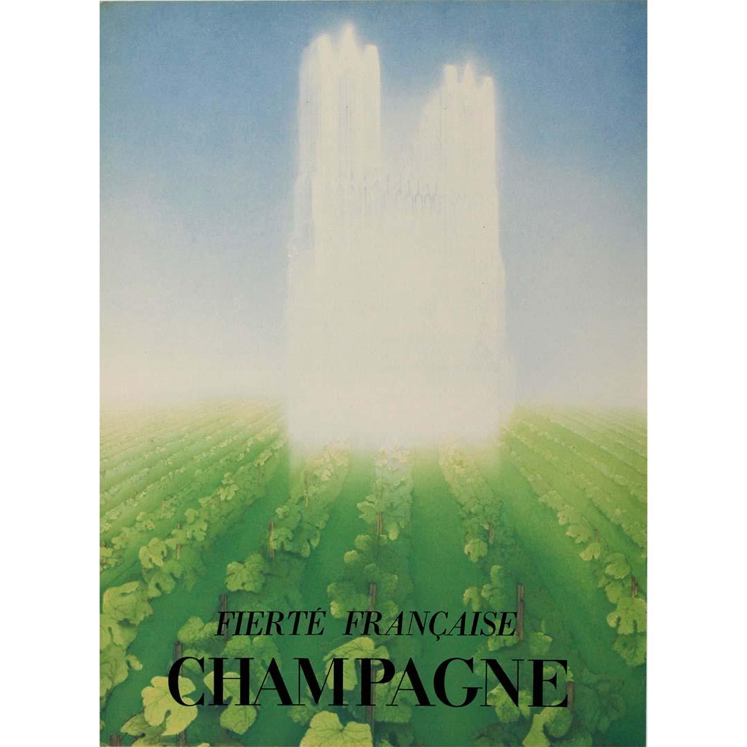 The 1932 original poster by Paul Iribe, titled "Fierté Française Champagne" exudes the essence of French pride and elegance. Crafted during the height of the Art Deco movement, this poster epitomizes the sophistication and refinement associated with