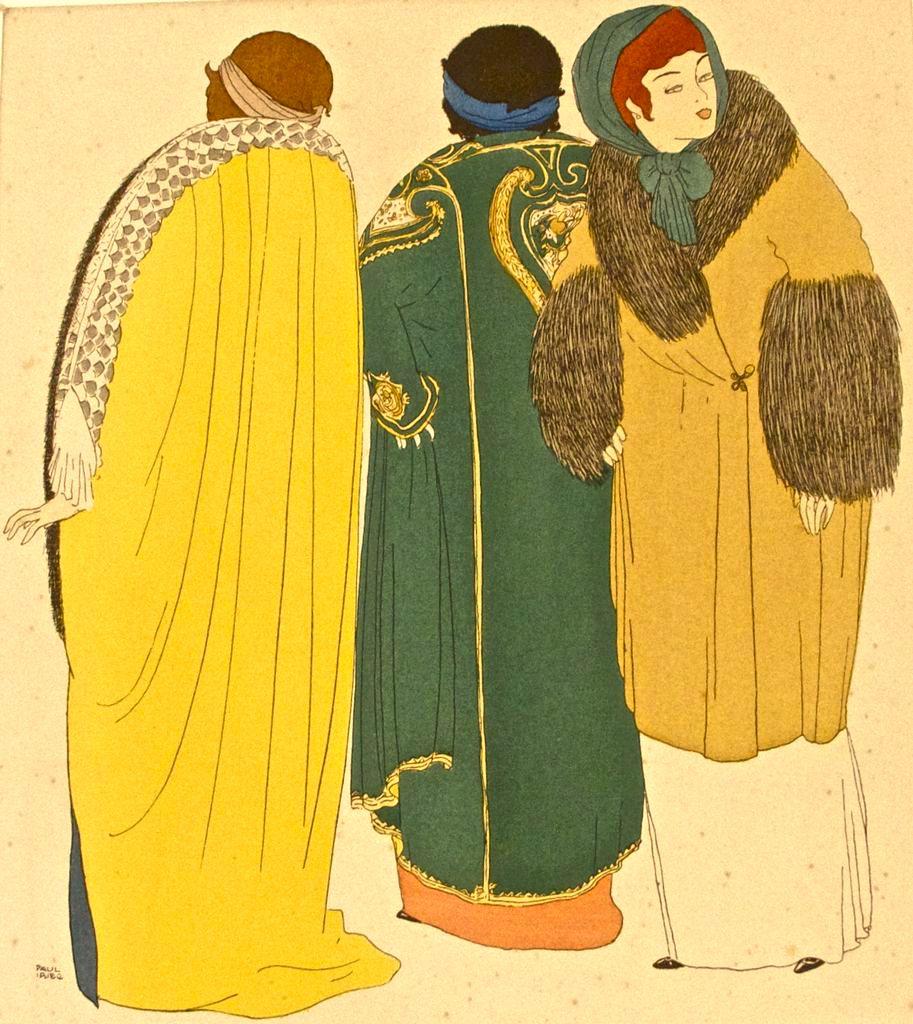 Pochoir.
Signé sur la plaque.

Une des belles illustrations réalisées par Paul Iribe pour "Les Robes de Paul Poiret" en 1908. 
