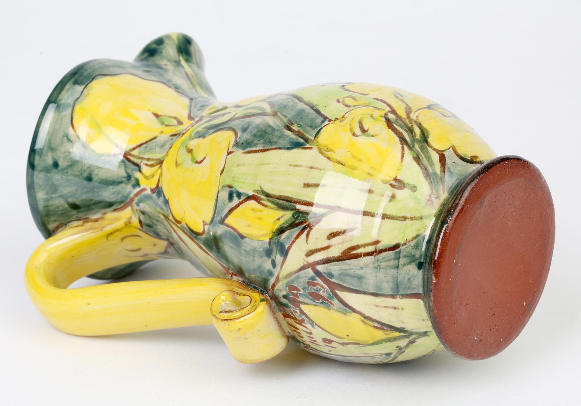 Modern Paul Jackson Brightly Floral Hand Painted Studio Pottery Jug