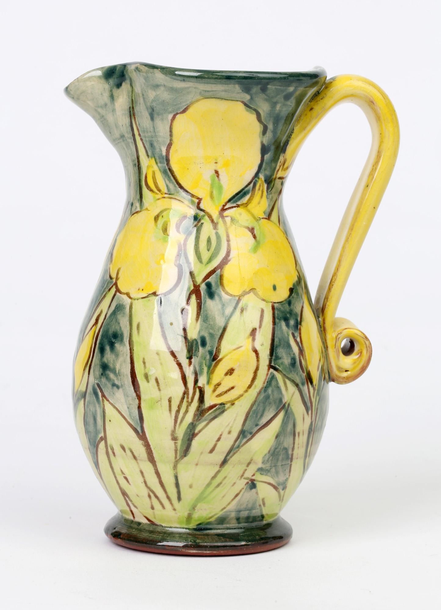 Hand-Crafted Paul Jackson Brightly Floral Hand Painted Studio Pottery Jug
