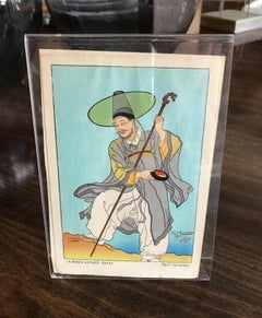Paul Jacoulet Japanese Surimono Woodblock Print Le Bonze Errant, Coree 'Korea'