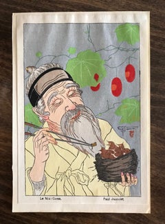 Paul Jacoulet Stampa surimono giapponese Le Nid, Coree the Nest, Corea