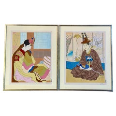 Paul Jacoulet, La Mariee (1948) e Le Marie (1950), Stampe su legno con cornice