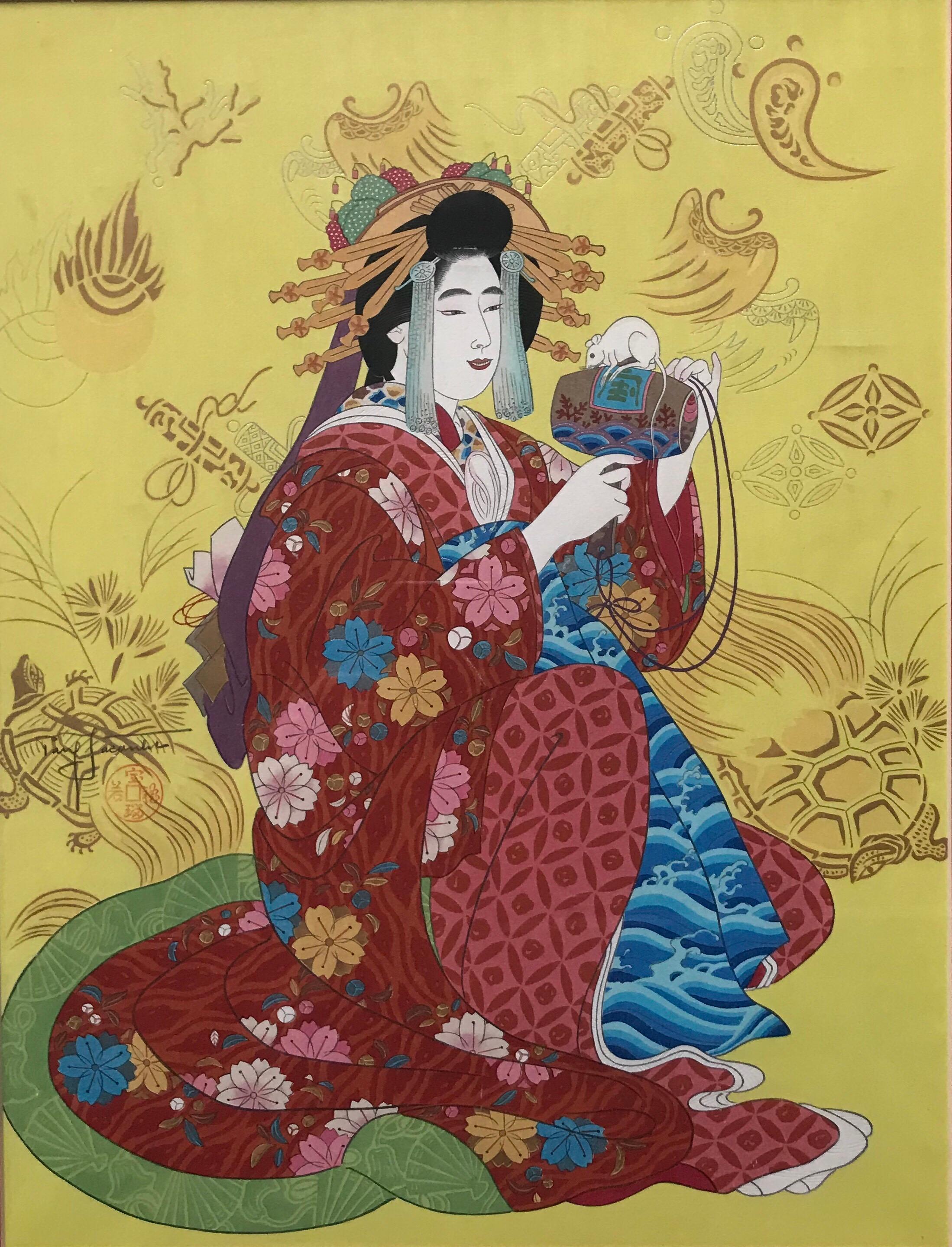 Paul Jacoulet Print - Daikoku, Dieu de la Richesse