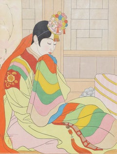 Paul Jacoulet Le Marie Seoul, Coriée, Woodblock Print, 1948