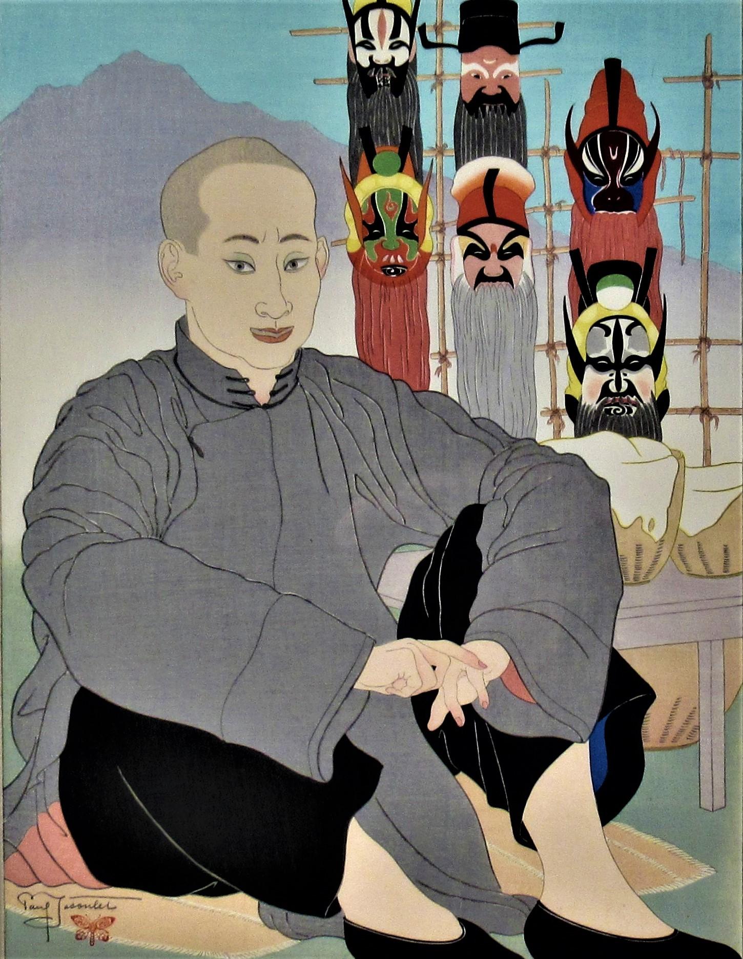 Vendeur de Masques Chinois - Print by Paul Jacoulet