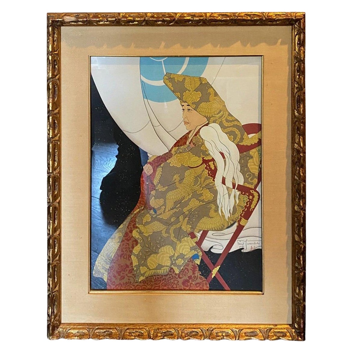 Paul Jacoulet Signed Japanese Woodblock Print Le Dieu Vivant- Nagano, Japon 1952