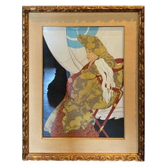 Signierter japanischer Holzschnitt von Paul Jacoulet Le Dieu Vivant- Nagano, Japan 1952