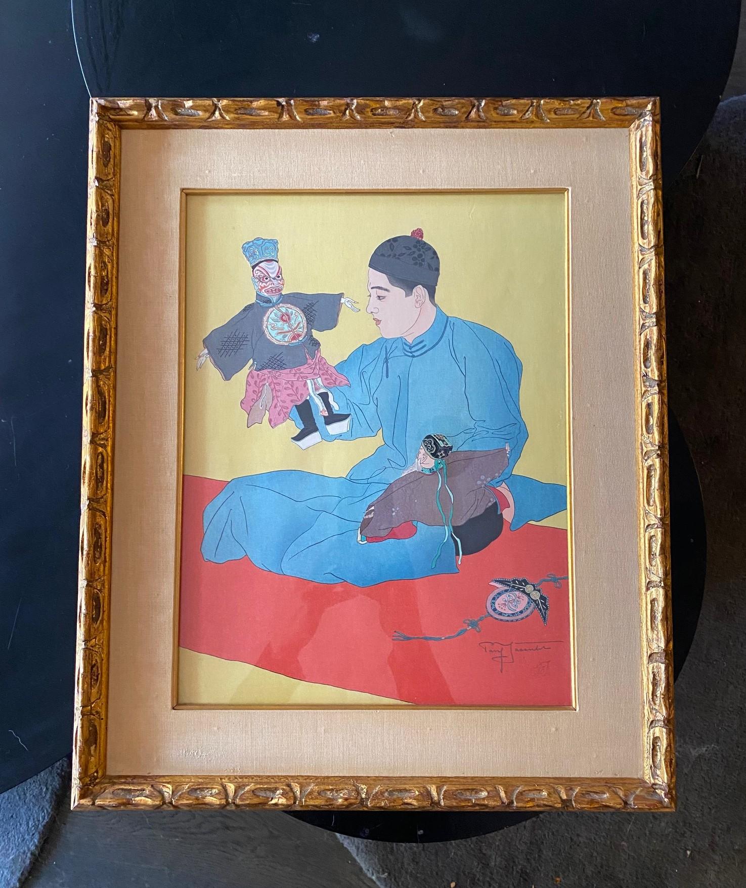 Une fantastique gravure sur bois originale du célèbre artiste français Pail Jacoulet intitulée 