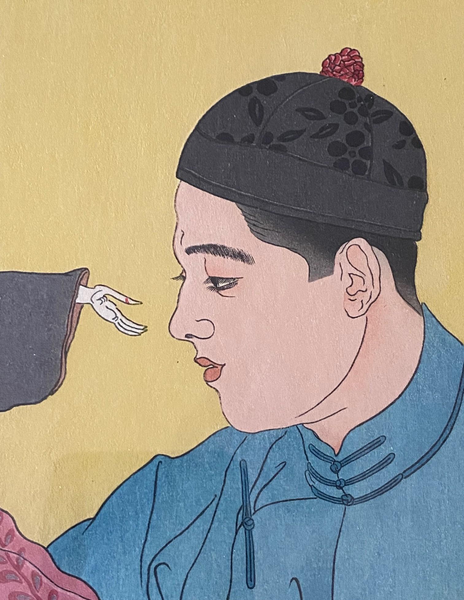 Impression sur bois japonaise signée Paul Jacoulet Marionettes Chinoises Chinois 1935 en vente 1