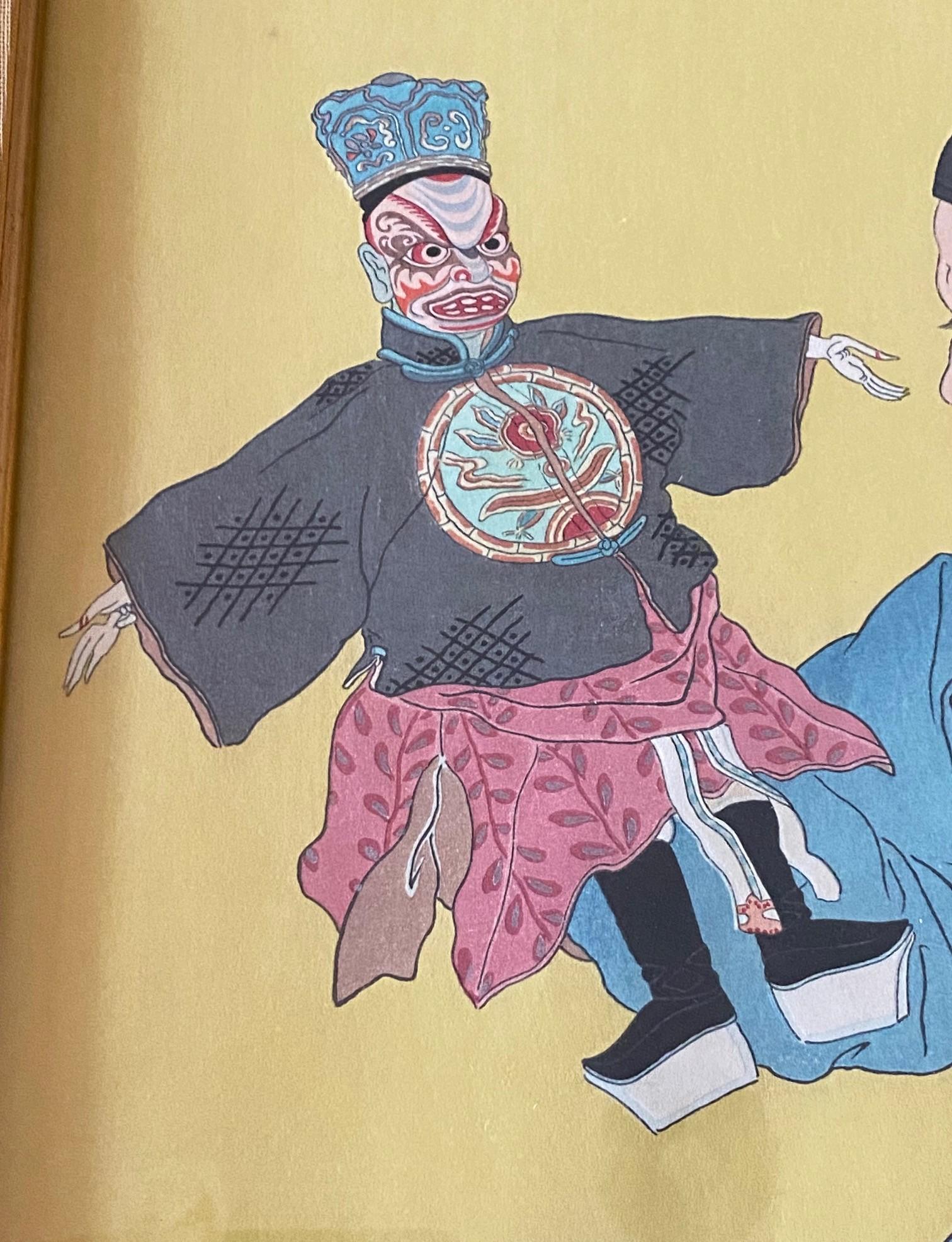 Impression sur bois japonaise signée Paul Jacoulet Marionettes Chinoises Chinois 1935 en vente 2