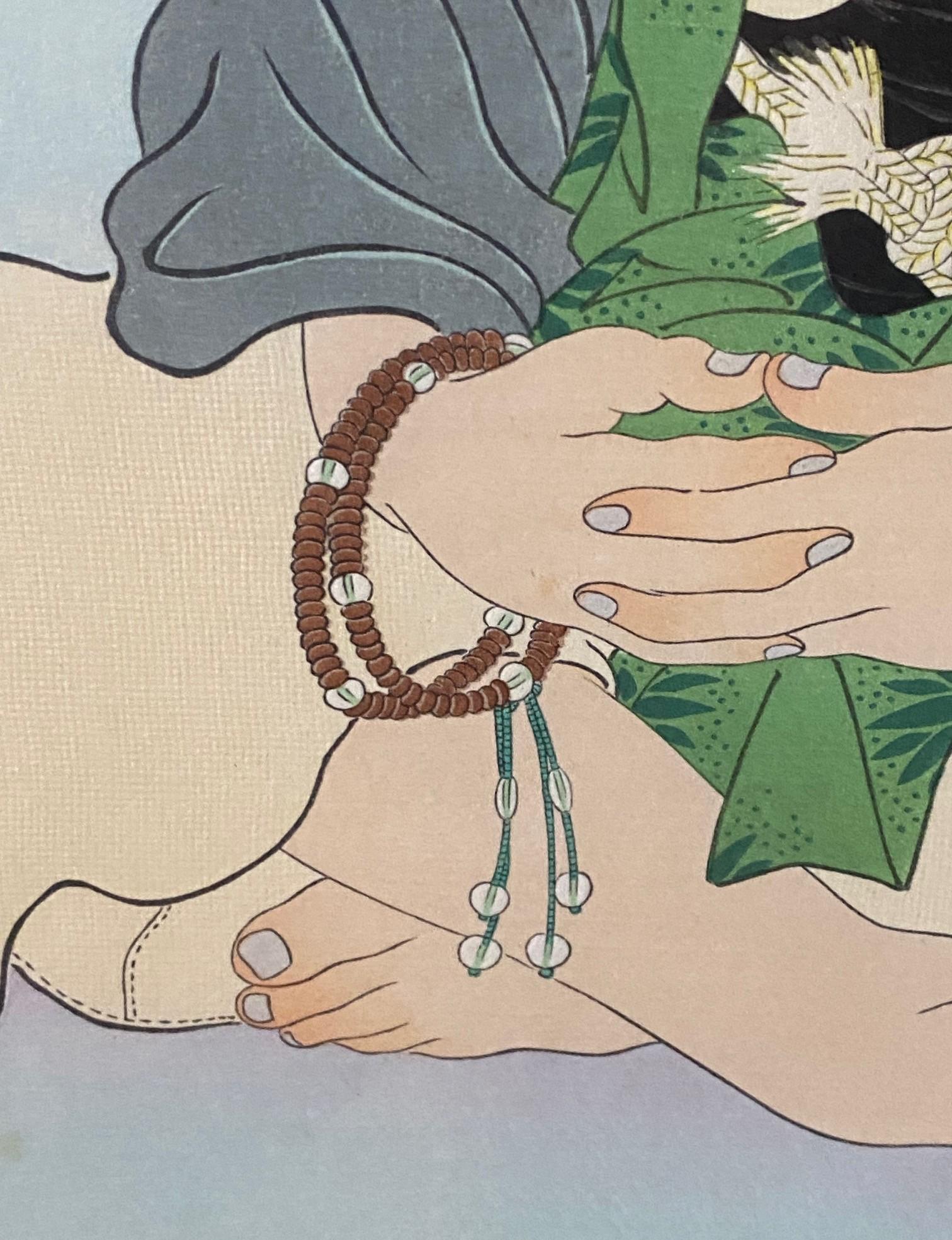 Paul Jacoulet Impresión xilográfica japonesa firmada Vieillad Au Chapelet, Kawadzu en venta 3