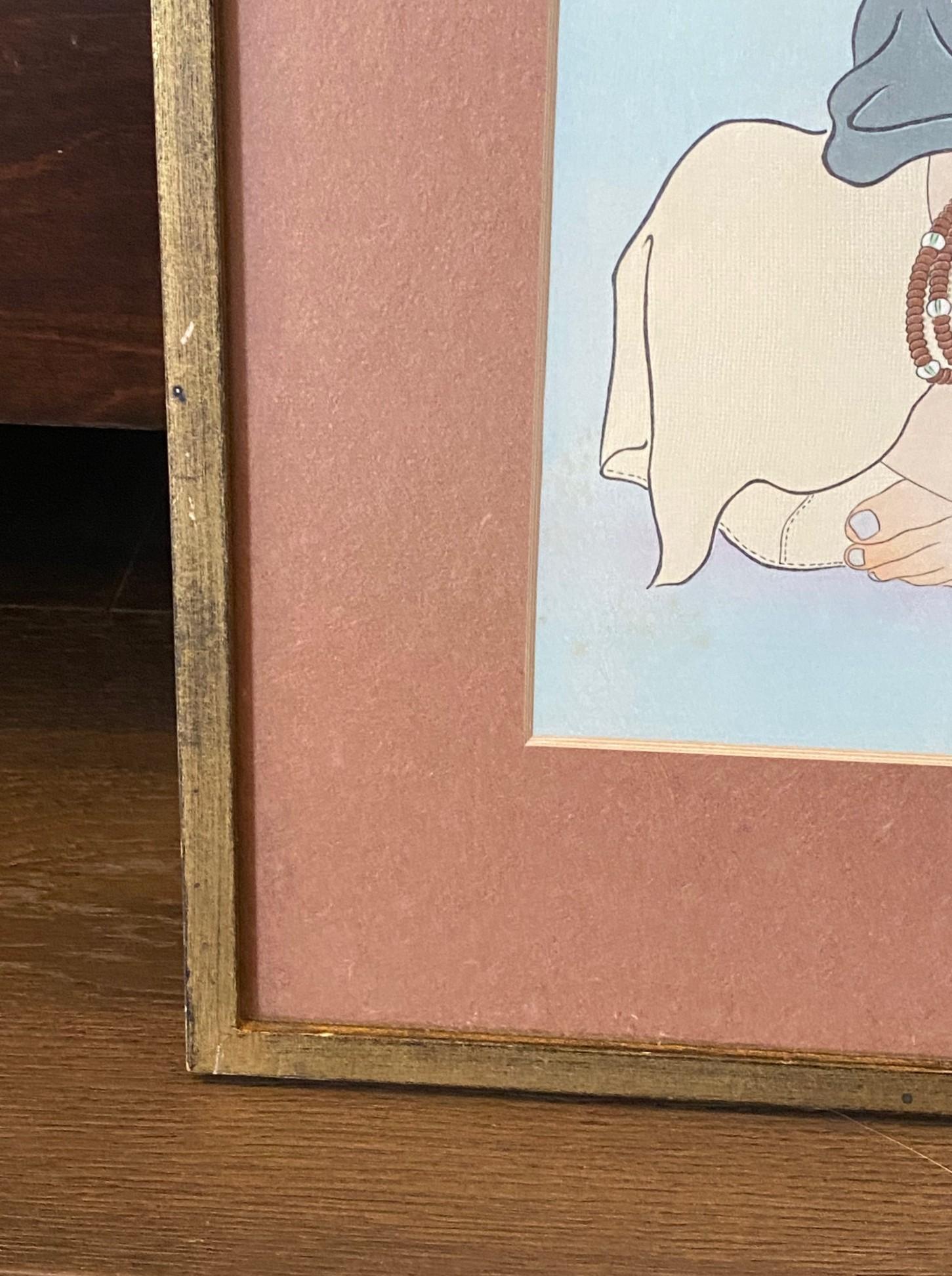 Paul Jacoulet Impresión xilográfica japonesa firmada Vieillad Au Chapelet, Kawadzu en venta 6