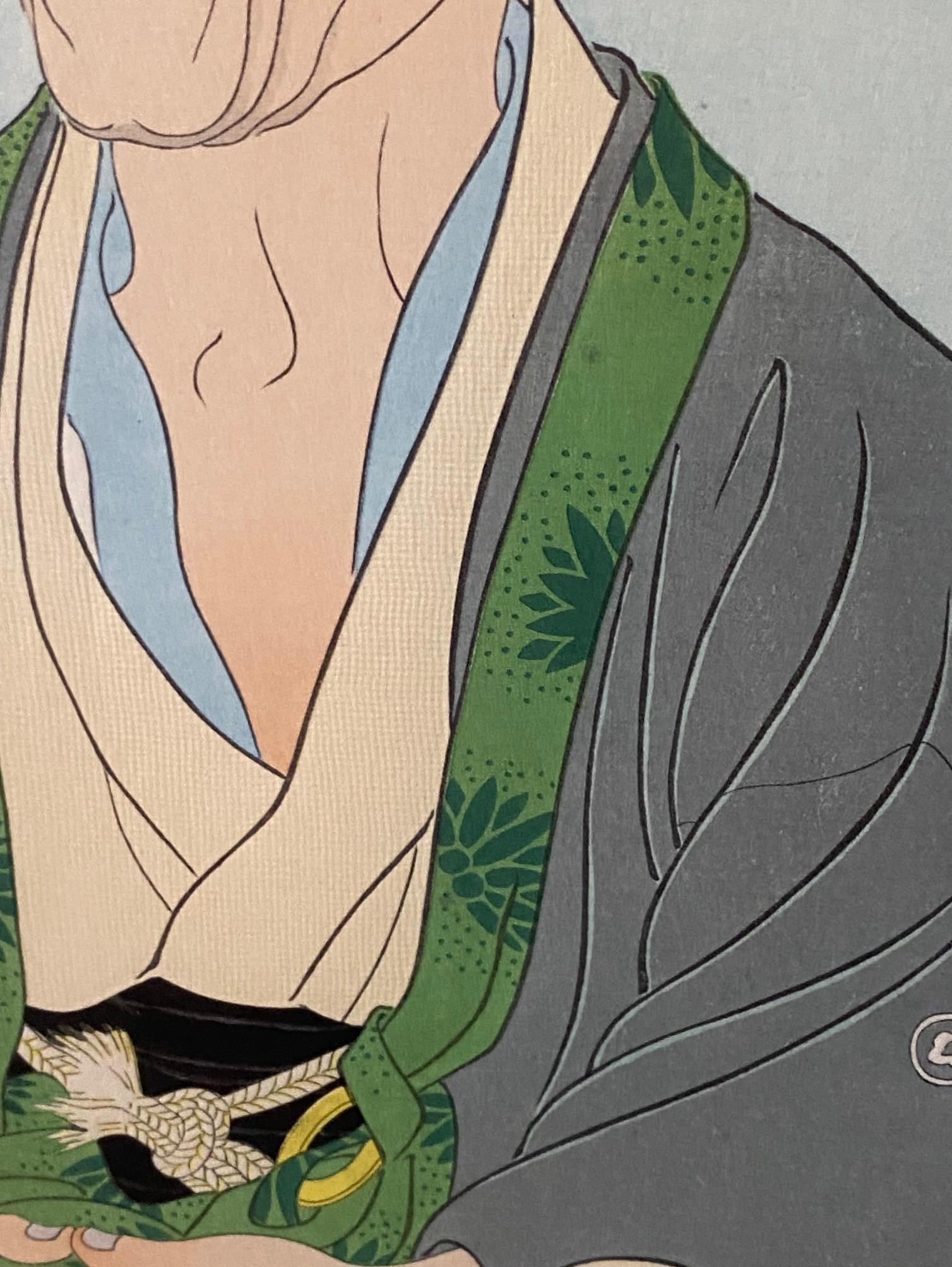 Paul Jacoulet Impresión xilográfica japonesa firmada Vieillad Au Chapelet, Kawadzu en venta 8