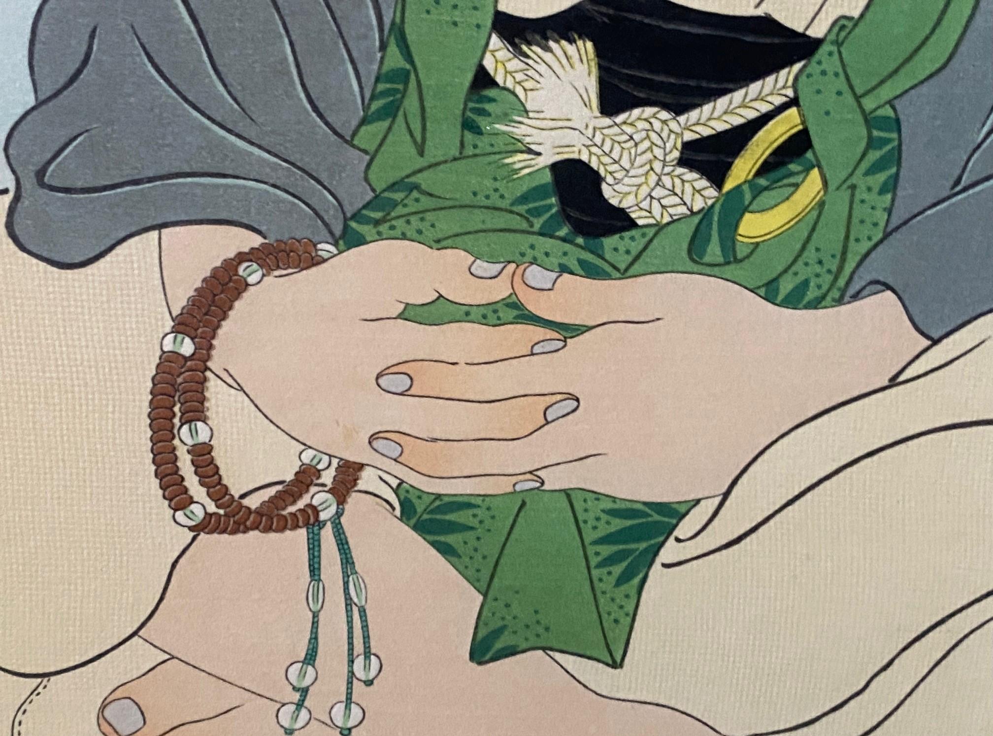 Paul Jacoulet Impresión xilográfica japonesa firmada Vieillad Au Chapelet, Kawadzu en Bueno estado para la venta en Studio City, CA